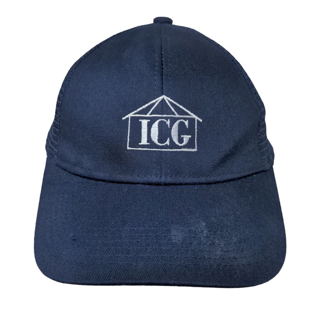 Icg Strapback Mesh Back Trucker Hat Blue One Size Port Authority